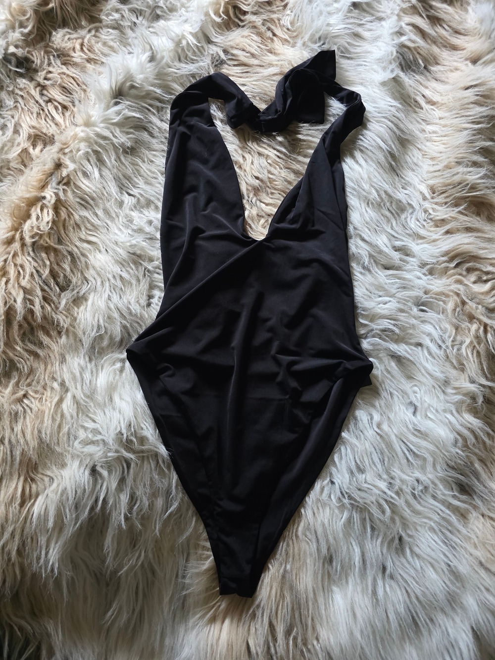 Naked Wardrobe Black Halter Swim One Piece